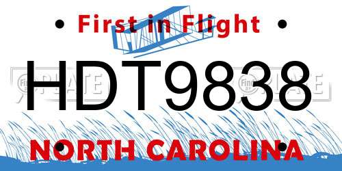 HDT9838 North Carolina License Plate