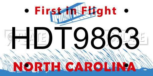 HDT9863 North Carolina License Plate