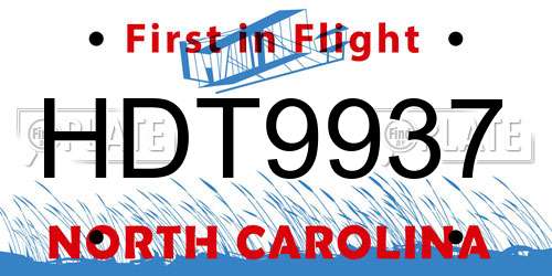 HDT9937 North Carolina License Plate