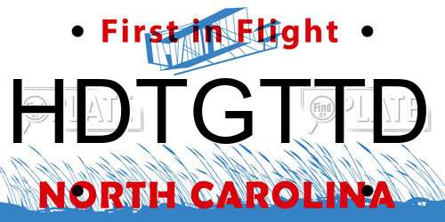 HDTGTTD North Carolina License Plate