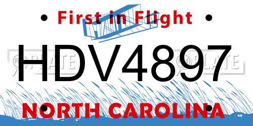 HDV4897 North Carolina License Plate