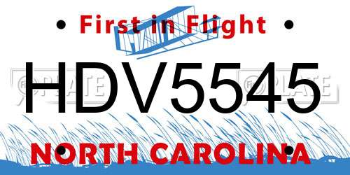 HDV5545 North Carolina License Plate
