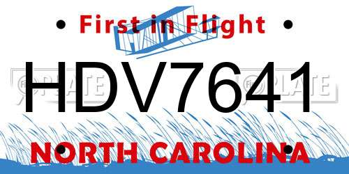 HDV7641 North Carolina License Plate
