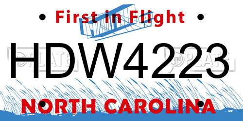 HDW4223 North Carolina License Plate