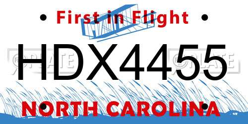 HDX4455 North Carolina License Plate