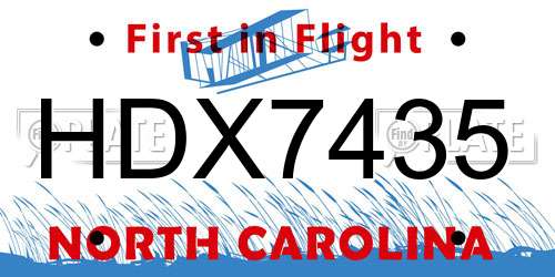 HDX7435 North Carolina License Plate