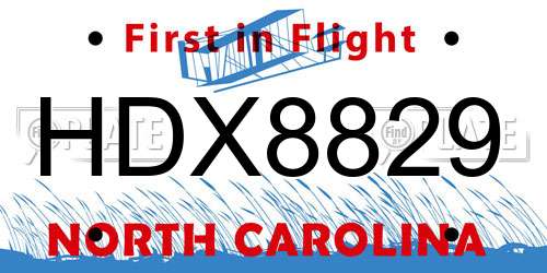 HDX8829 North Carolina License Plate