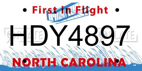 HDY4897 North Carolina License Plate