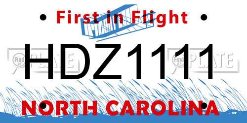 HDZ1111 North Carolina License Plate