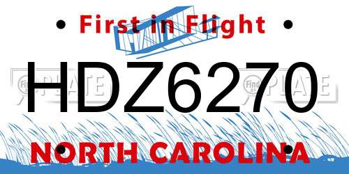 HDZ6270 North Carolina License Plate