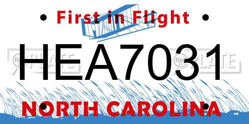 HEA7031 North Carolina License Plate