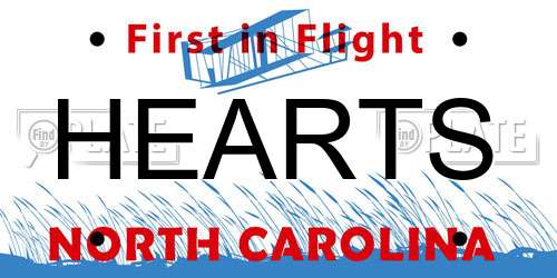 HEARTS North Carolina License Plate