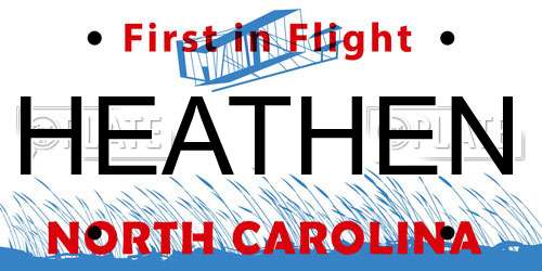 HEATHEN North Carolina License Plate