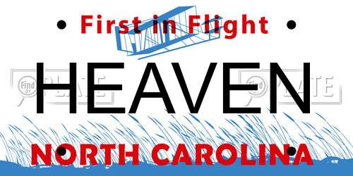 HEAVEN North Carolina License Plate
