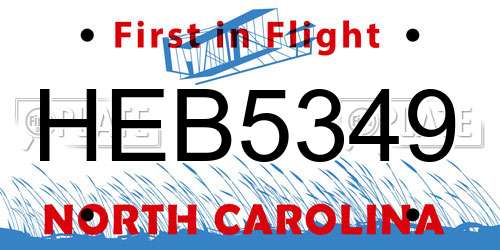 HEB5349 North Carolina License Plate