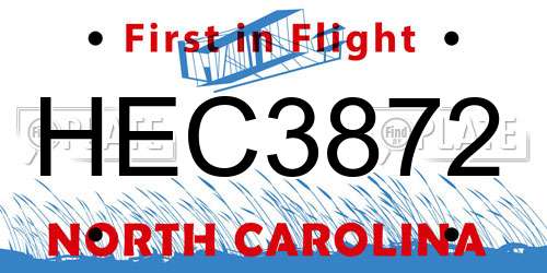 HEC3872 North Carolina License Plate