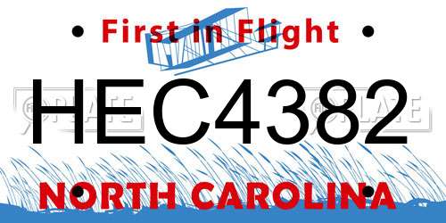 HEC4382 North Carolina License Plate