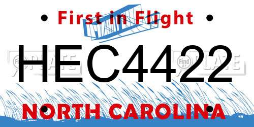 HEC4422 North Carolina License Plate