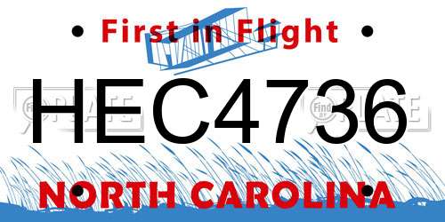 HEC4736 North Carolina License Plate