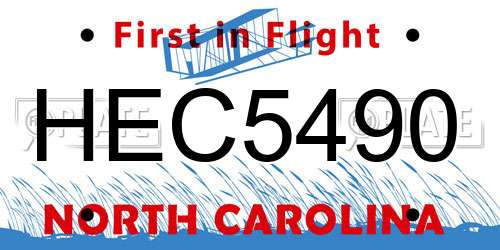 HEC5490 North Carolina License Plate