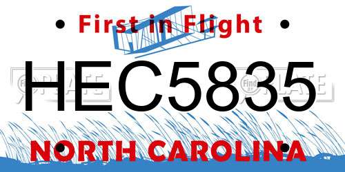 HEC5835 North Carolina License Plate