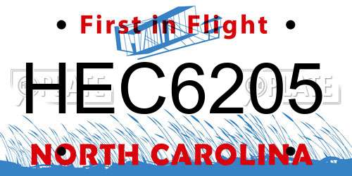 HEC6205 North Carolina License Plate
