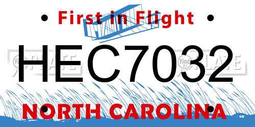 HEC7032 North Carolina License Plate