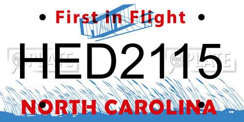 HED2115 North Carolina License Plate