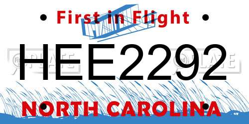 HEE2292 North Carolina License Plate