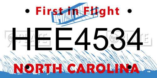 HEE4534 North Carolina License Plate