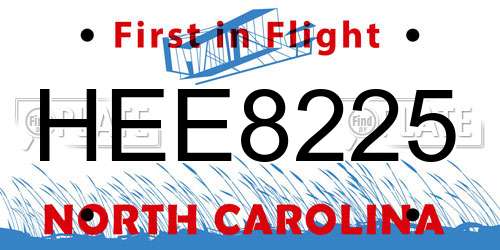 HEE8225 North Carolina License Plate