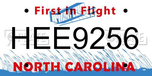 HEE9256 North Carolina License Plate