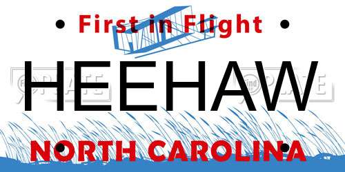 HEEHAW North Carolina License Plate