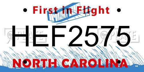 HEF2575 North Carolina License Plate
