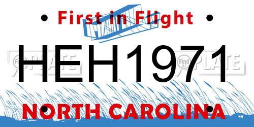 HEH1971 North Carolina License Plate