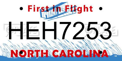 HEH7253 North Carolina License Plate