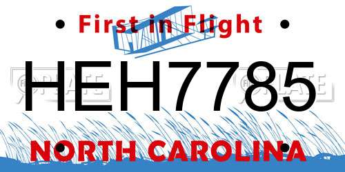 HEH7785 North Carolina License Plate