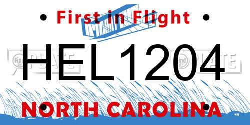 HEL1204 North Carolina License Plate