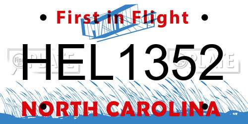 HEL1352 North Carolina License Plate