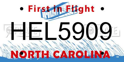 HEL5909 North Carolina License Plate