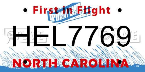HEL7769 North Carolina License Plate