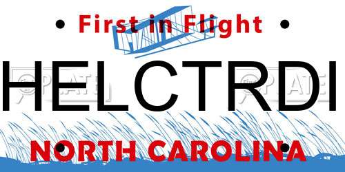 HELCTRDI North Carolina License Plate