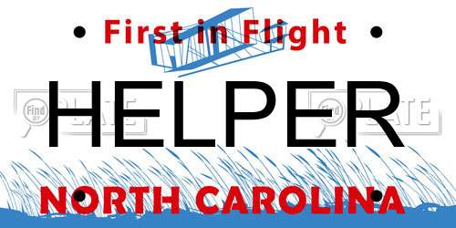 HELPER North Carolina License Plate