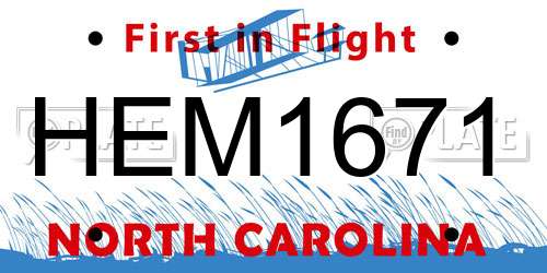 HEM1671 North Carolina License Plate