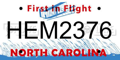 HEM2376 North Carolina License Plate