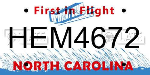 HEM4672 North Carolina License Plate