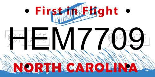 HEM7709 North Carolina License Plate