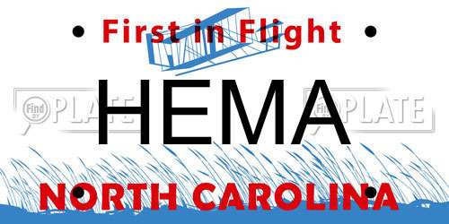 HEMA North Carolina License Plate