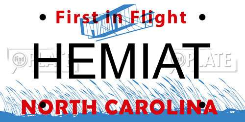 HEMIAT North Carolina License Plate