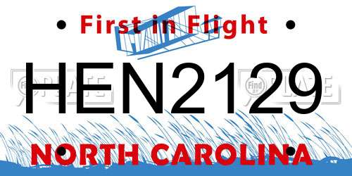HEN2129 North Carolina License Plate